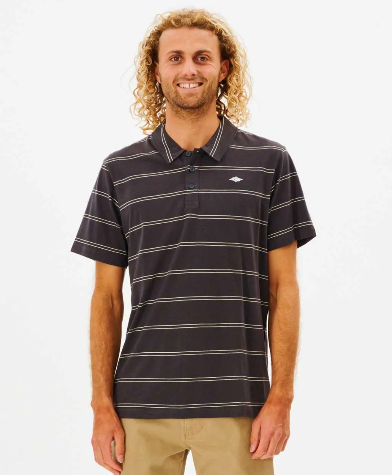 Rip Curl Plain Stripe Polo - Washed Black