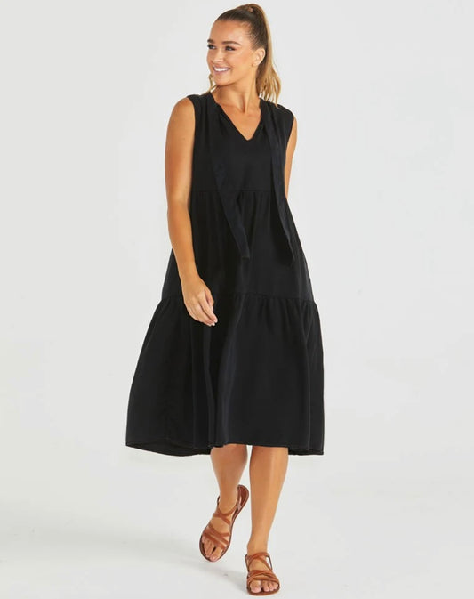 Sass Seville Tiered Dress - Black