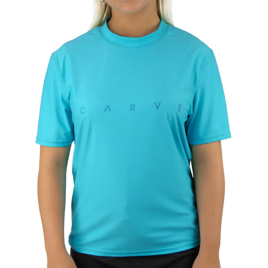 Carve Wipe Out Girls Short Sleeve Tee Rash Vest - Aqua