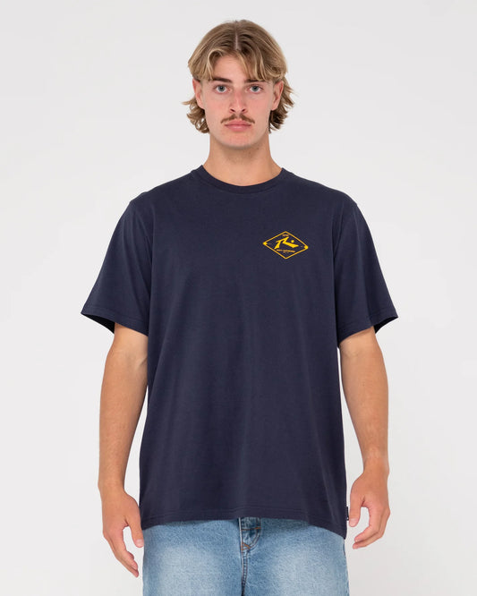 Rusty Will Wolume Short Sleeve Tee- Navy Blue