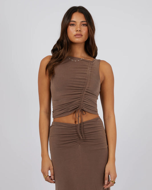 Jorge Luxe Ruched Tank - Brown