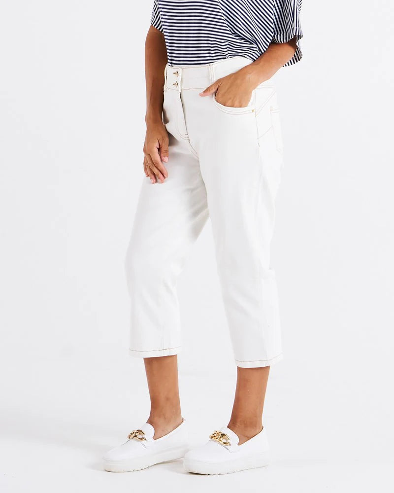 Betty Basics Alessi Crop Jean - White