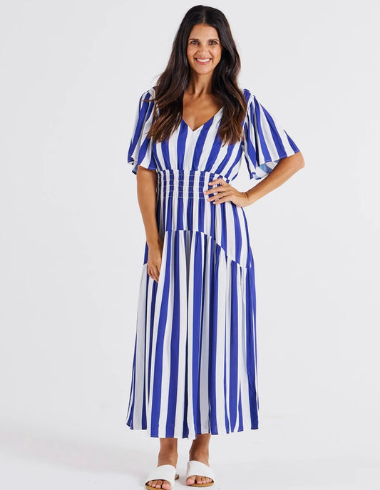 Betty Basics Louisa Dress - Blue Stripe