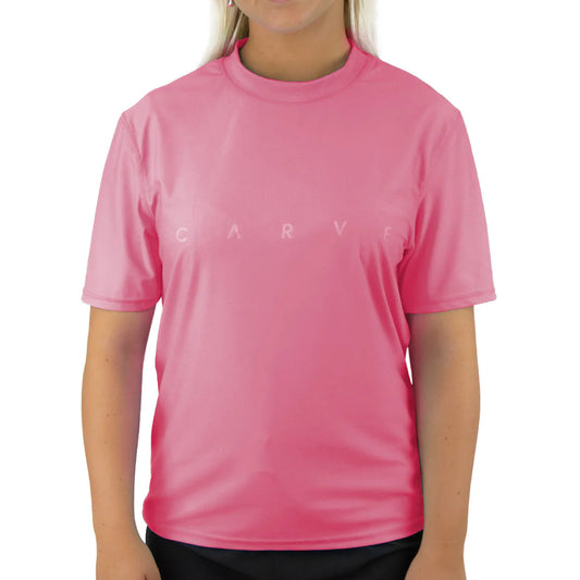 Carve Wipe Out Girls Short Sleeve Tee Rash Vest - Pink