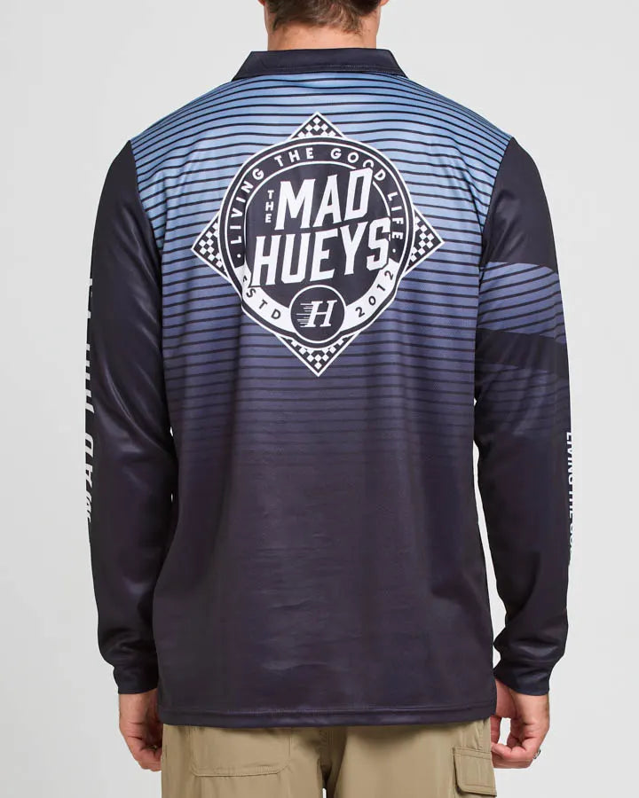 The Mad Huey’s Checkered Huey’s Fishing Jersey - Steel Blue