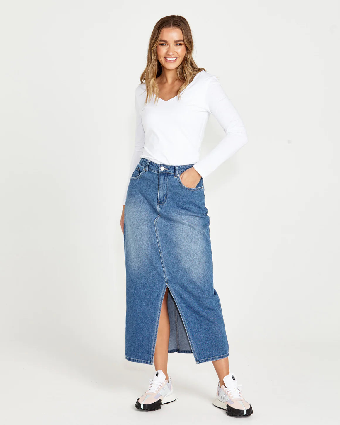 Sass Emerald Denim Maxi Skirt - 80 Wash