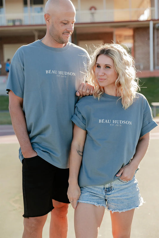 Beau Hudson Adult Est Tee- Storm Blue